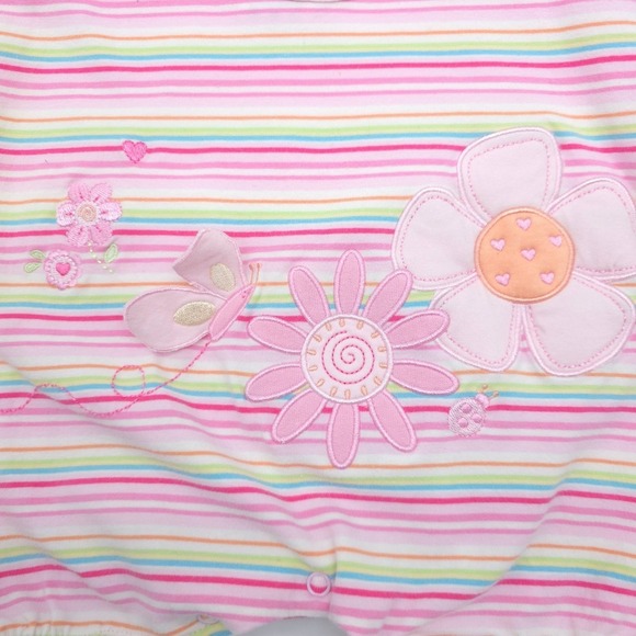 Vintage Minibasix Baby Girl Pink Floral Butterfly Sleeveless Jumper Romper 3M - Picture 3 of 6
